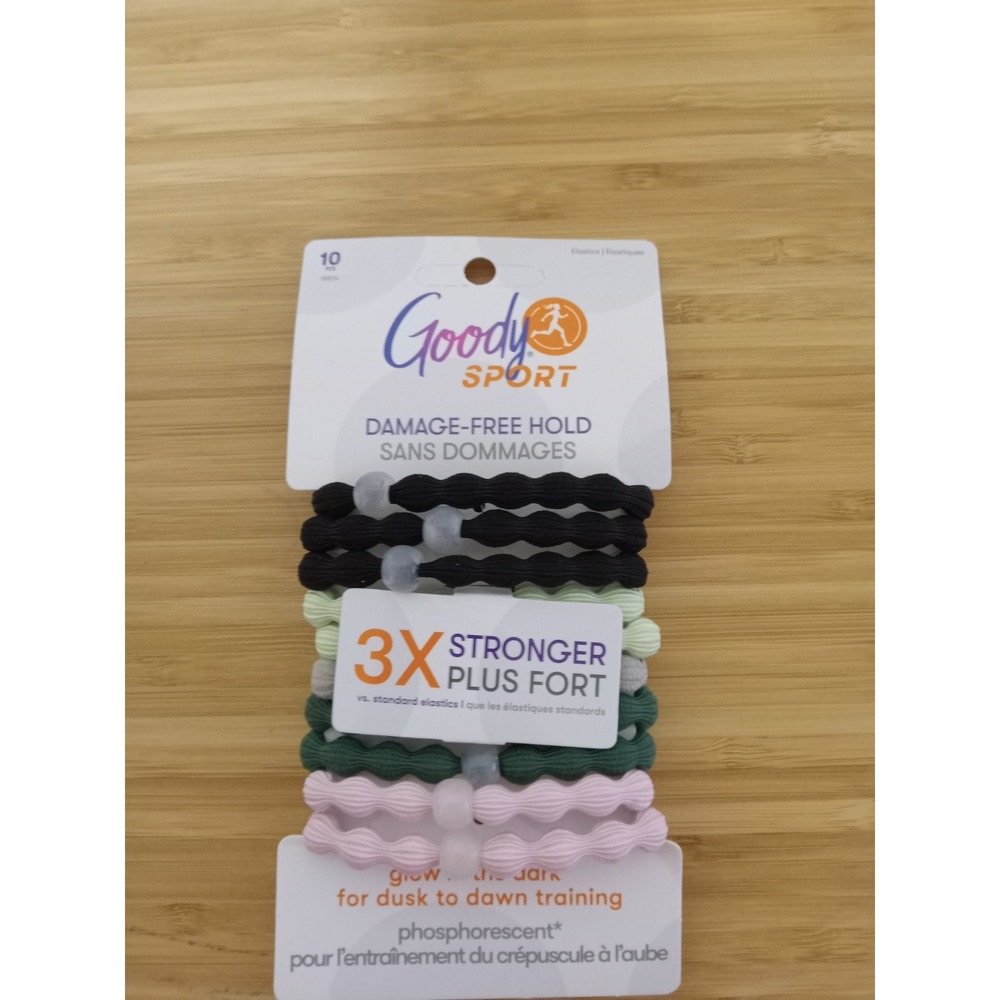 Goody Sport Ouchless Hair Elastics 10 Count Glow in the Dark Damage Free Ties